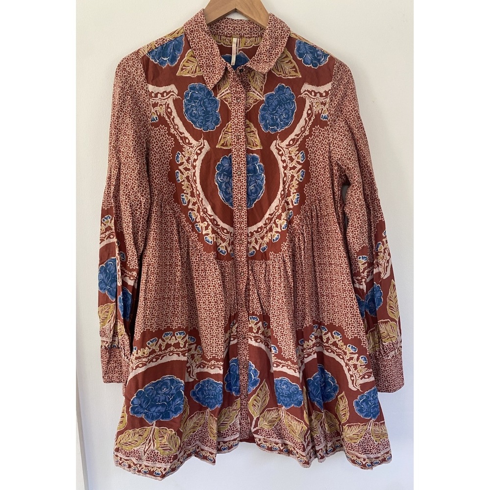 Free People Smell the Roses Mini Babydoll Dress XS Floral Boho Festival Folk